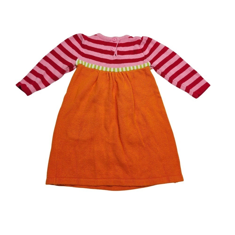 Gymboree Girls Orange Pink Striped Knit Sweater Dress 12-18 Months - Picture 2 of 4